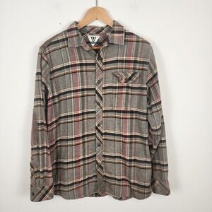 Vissla Long Sleeve Plaid Elbow Patches Button Front‎ Shirt Men's Size Large